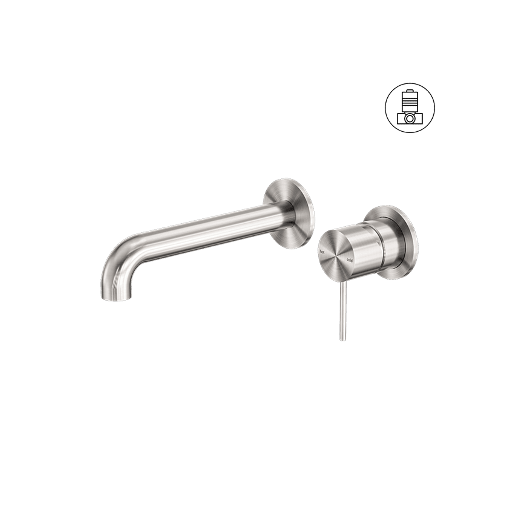 Mecca Wall Basin/Bath Mixer Separate Back Plate 185mm Brushed Nickel gallery detail image
