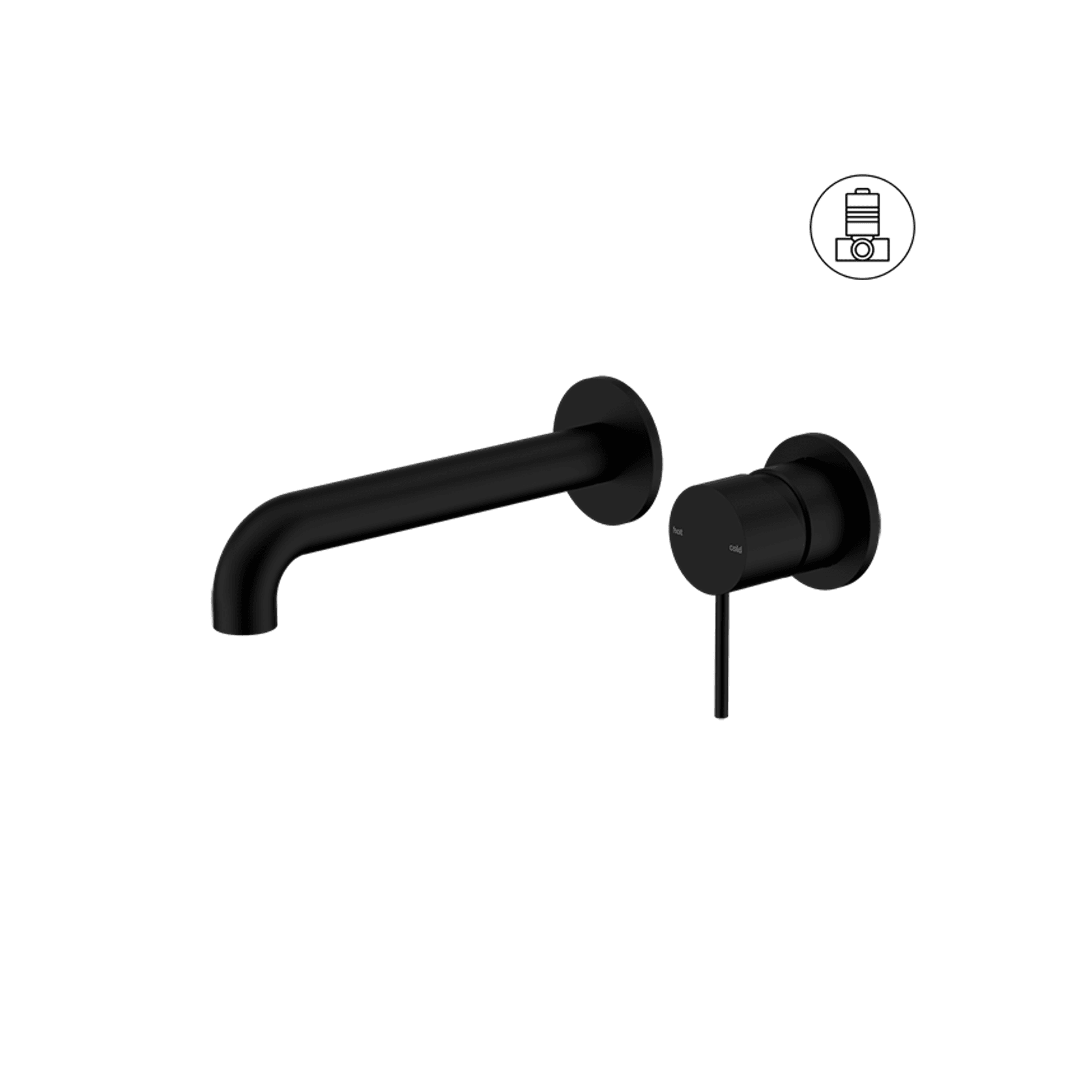 Mecca Wall Basin/Bath Mixer Separate Back Plate 230mm Matte Black gallery detail image