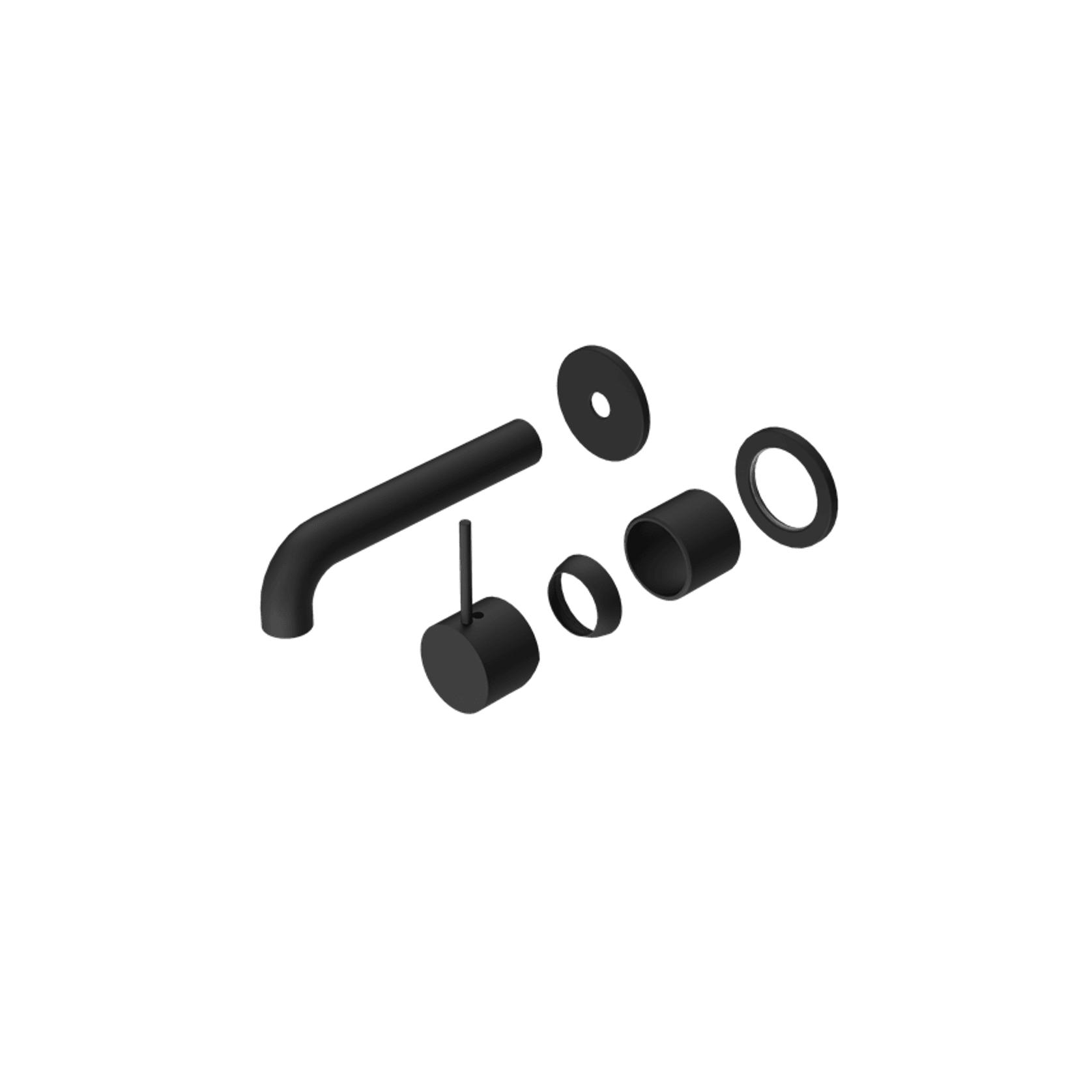Mecca Wall Basin/Bath Mixer Separate Back Plate Handle Up 185mm Trim Kits Only Matte Black gallery detail image