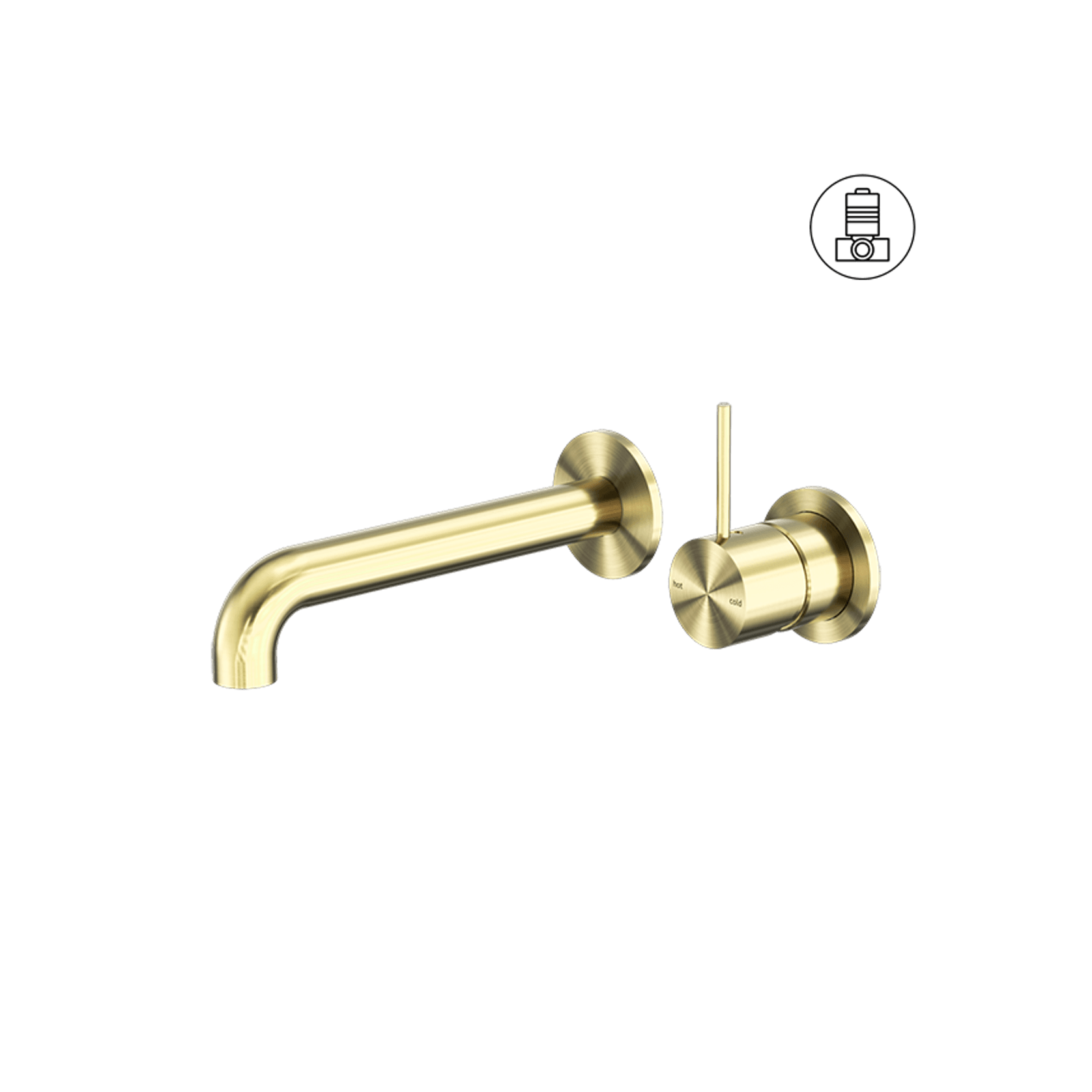 Mecca Wall Basin/Bath Mixer Separate Back Plate Handle Up 160mm Brushed Gold gallery detail image