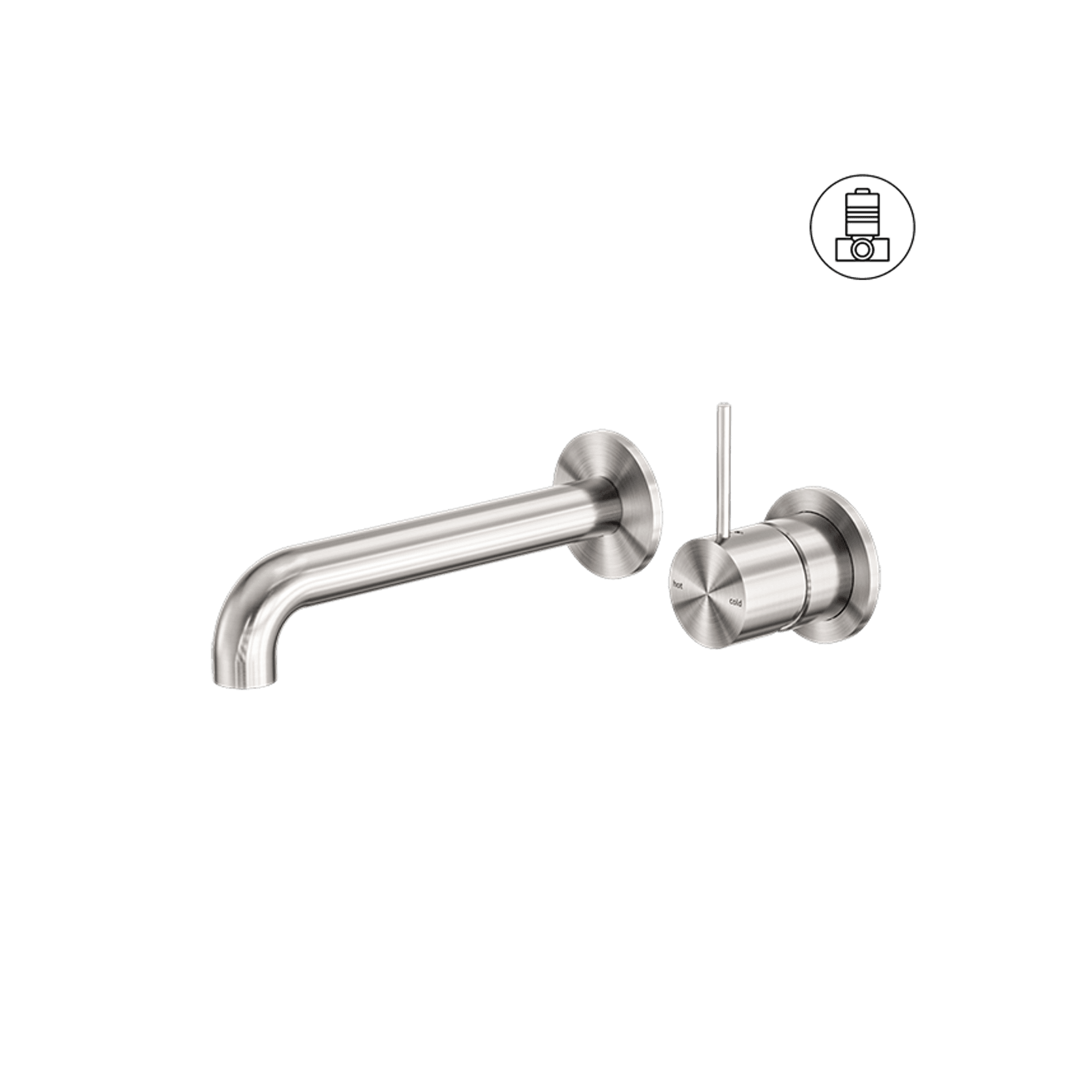 Mecca Wall Basin/Bath Mixer Separate Back Plate Handle Up 160mm Brushed Nickel gallery detail image