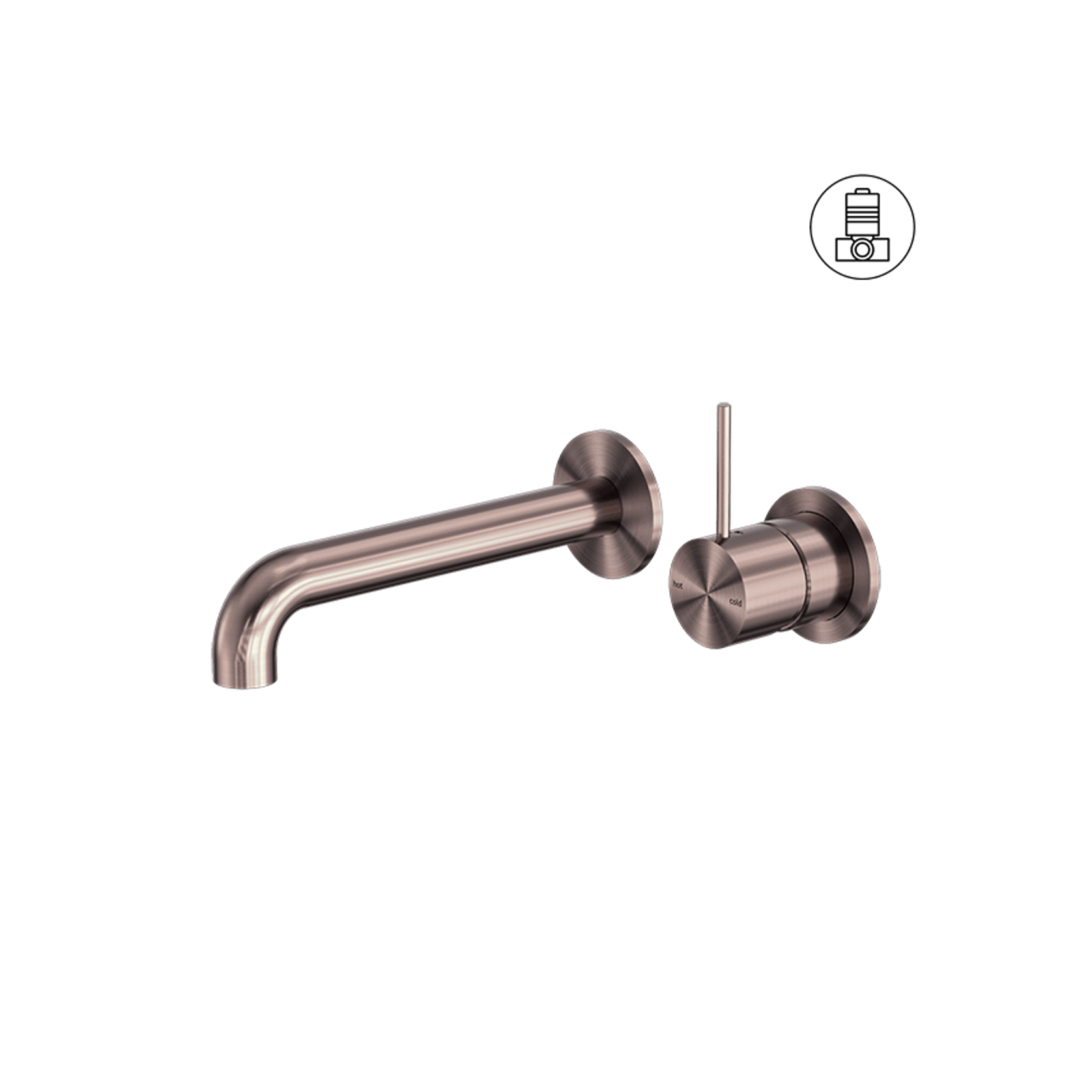 Mecca Wall Basin/Bath Mixer Separate Back Plate Handle Up 230mm Brushed Bronze gallery detail image