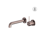 Mecca Wall Basin/Bath Mixer Separate Back Plate Handle Up 230mm Brushed Bronze gallery detail image