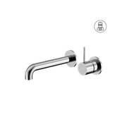 Mecca Wall Basin/Bath Mixer Separate Back Plate Handle Up 185mm Chrome gallery detail image