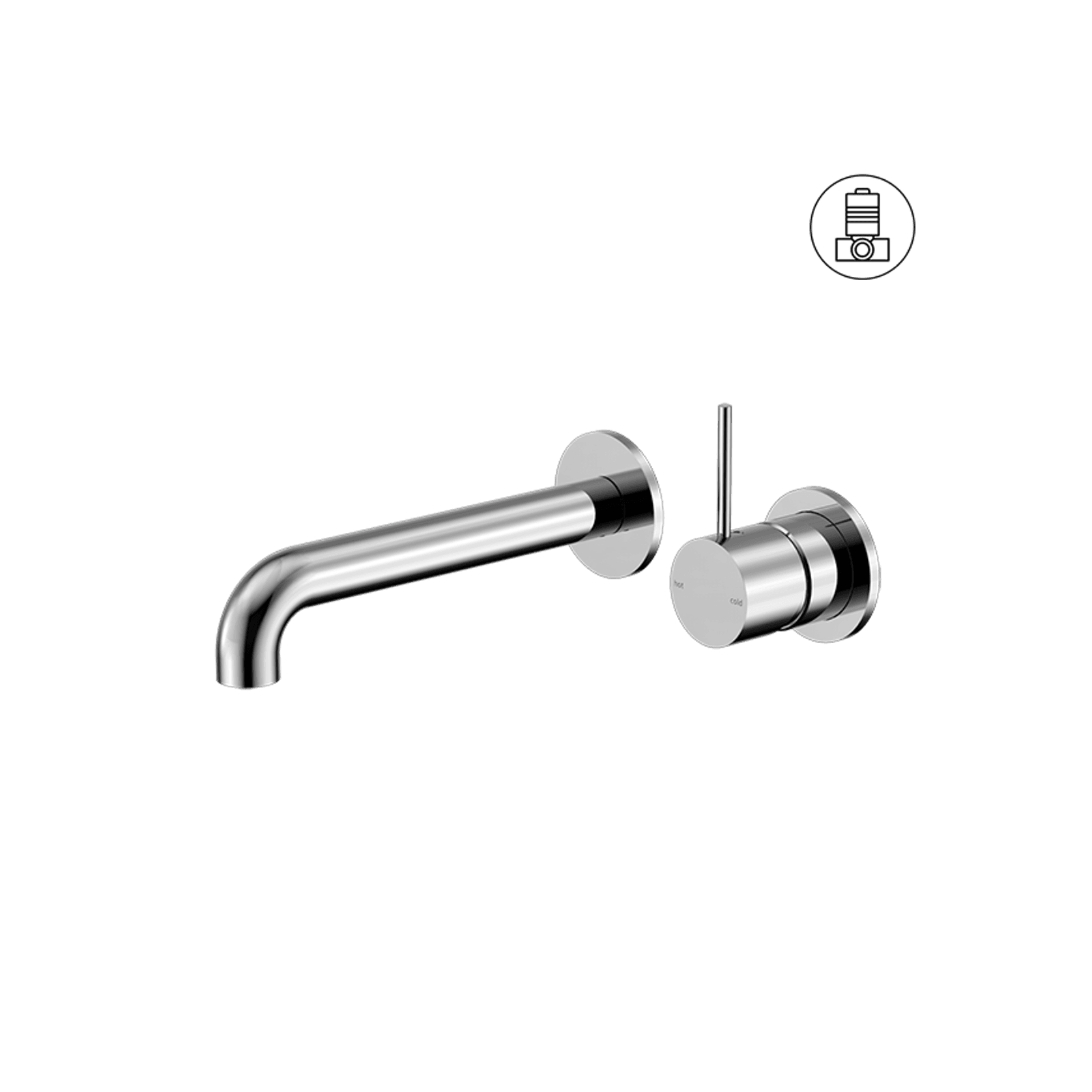 Mecca Wall Basin/Bath Mixer Separate Back Plate Handle Up 230mm Chrome gallery detail image