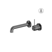 Mecca Wall Basin/Bath Mixer Separate Back Plate Handle Up 230mm Gun Metal gallery detail image