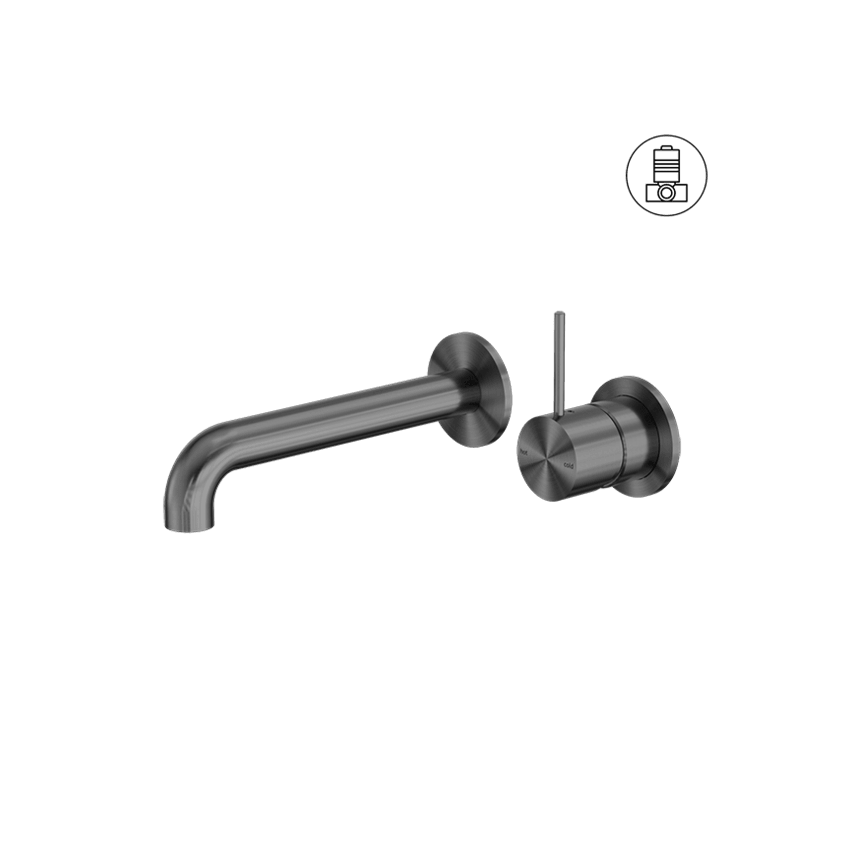 Mecca Wall Basin/Bath Mixer Separate Back Plate Handle Up 160mm Gun Metal gallery detail image