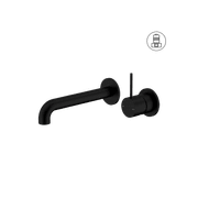 Mecca Wall Basin/Bath Mixer Separate Back Plate Handle Up 260mm Matte Black gallery detail image