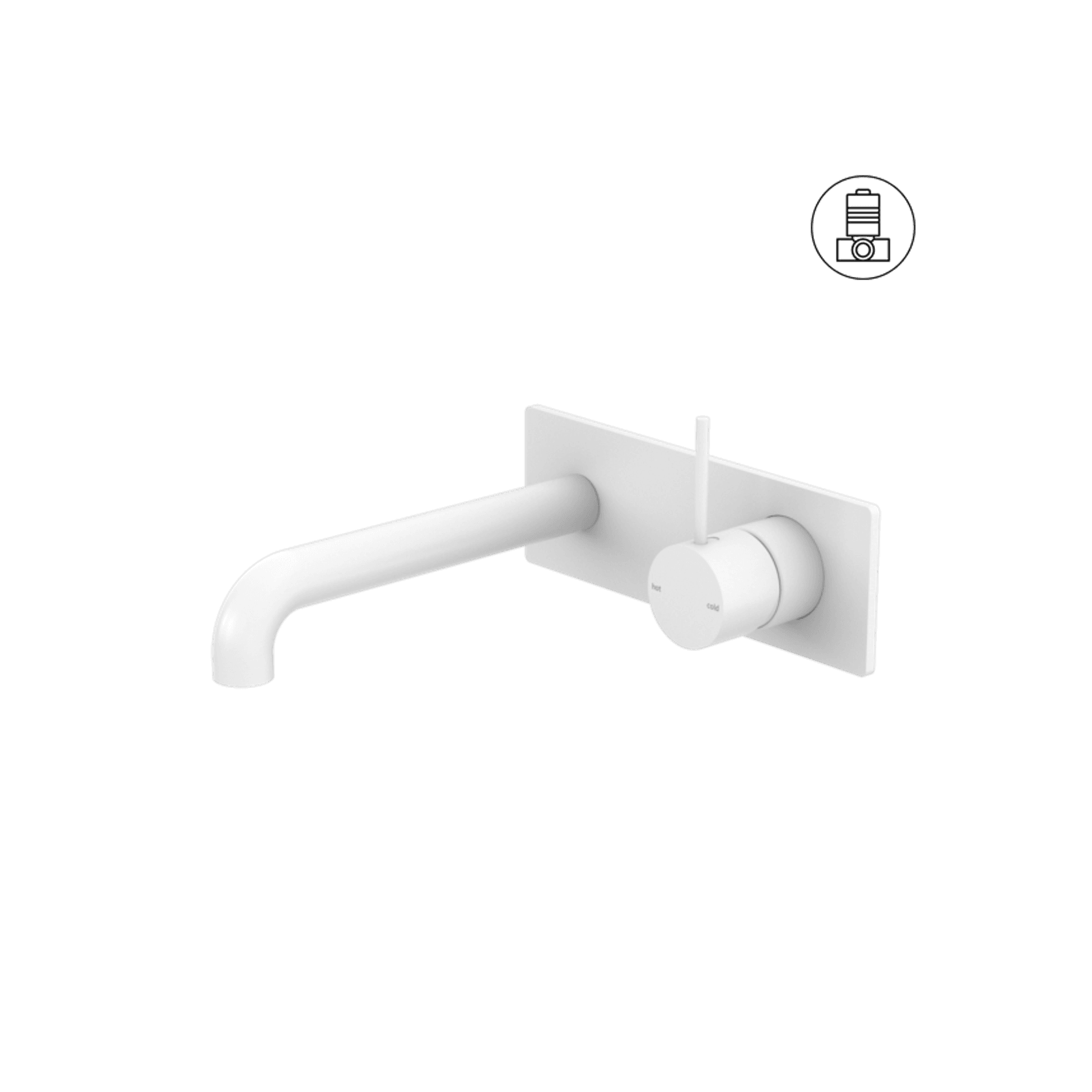 Mecca Wall Basin/Bath Mixer Handle Up 260mm Matte White gallery detail image