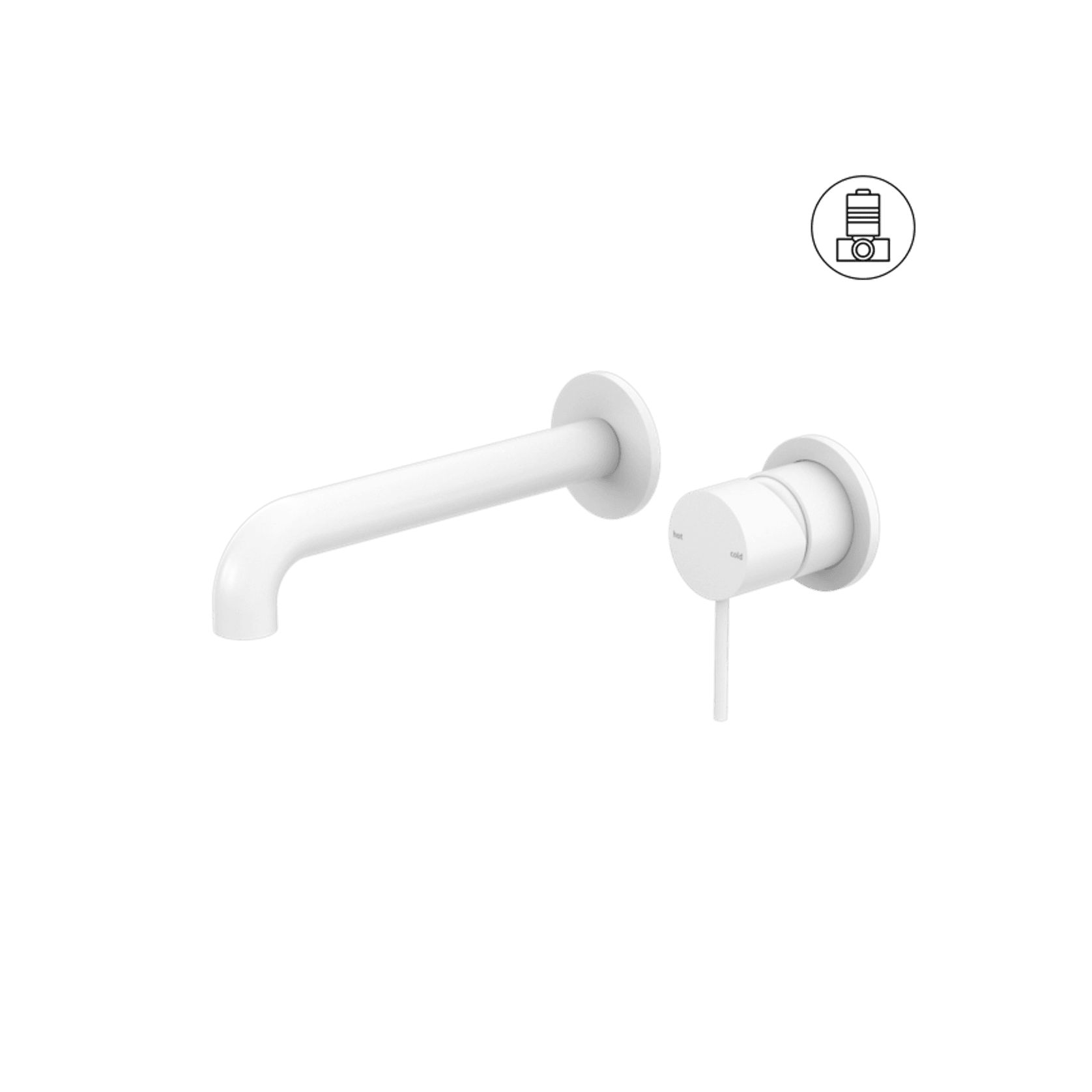 Mecca Wall Basin/Bath Mixer Separate Back Plate 185mm Matte White gallery detail image
