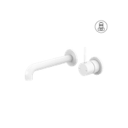 Mecca Wall Basin/Bath Mixer Separate Back Plate Handle Up 260mm Matte White gallery detail image
