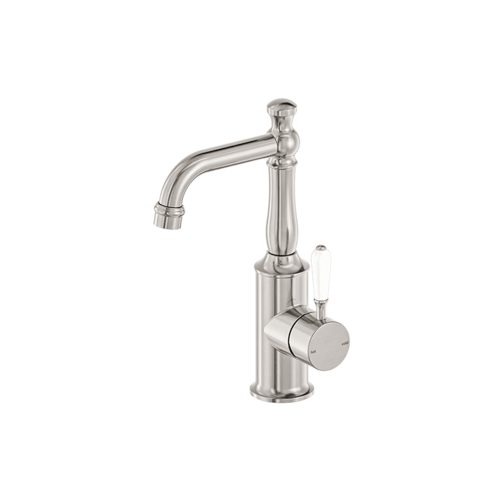 York Basin Mixer With White Porcelain Lever Brushed Nickel gallery detail image