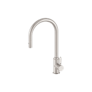 York Pull Out Sink Mixer With Vegie Spray Function With White Porcelain Lever Brushed Nickel gallery detail image