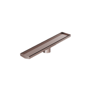 Tile Insert V Channel 600mm Floor Grate 80mm Outlet With Hole Saw Brushed Bronze gallery detail image
