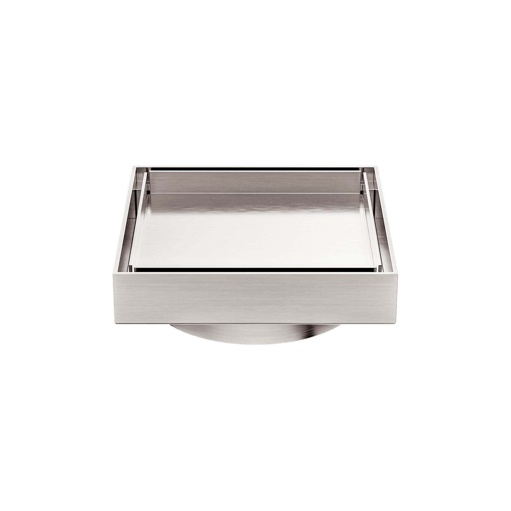 100mm Square Tile Insert Floor Waste 80mm Outlet Brushed Nickel gallery detail image