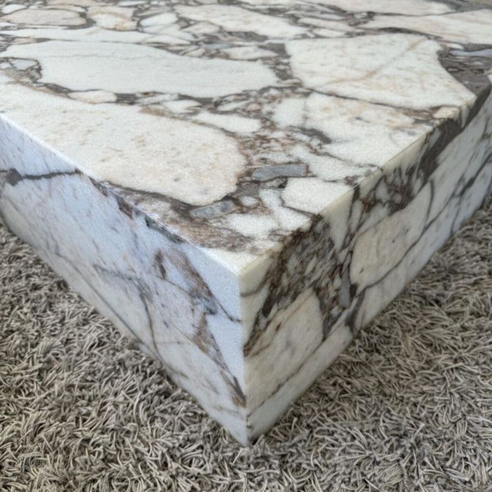 Block Coffee Table - Milky Bleu Marble - Large | Natural Stone Co. gallery detail image