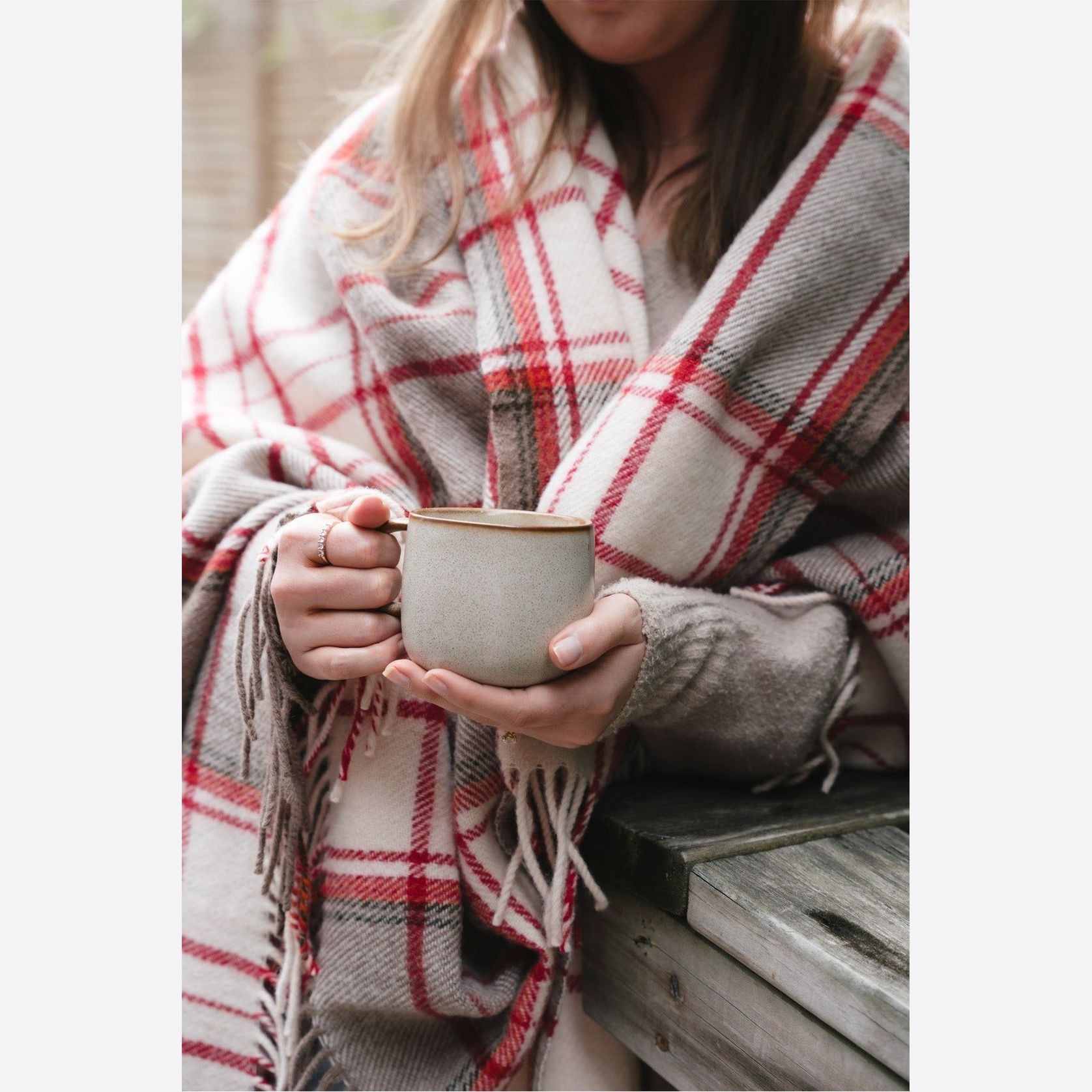 Ruanui Station Lambswool Throw - Red Check gallery detail image