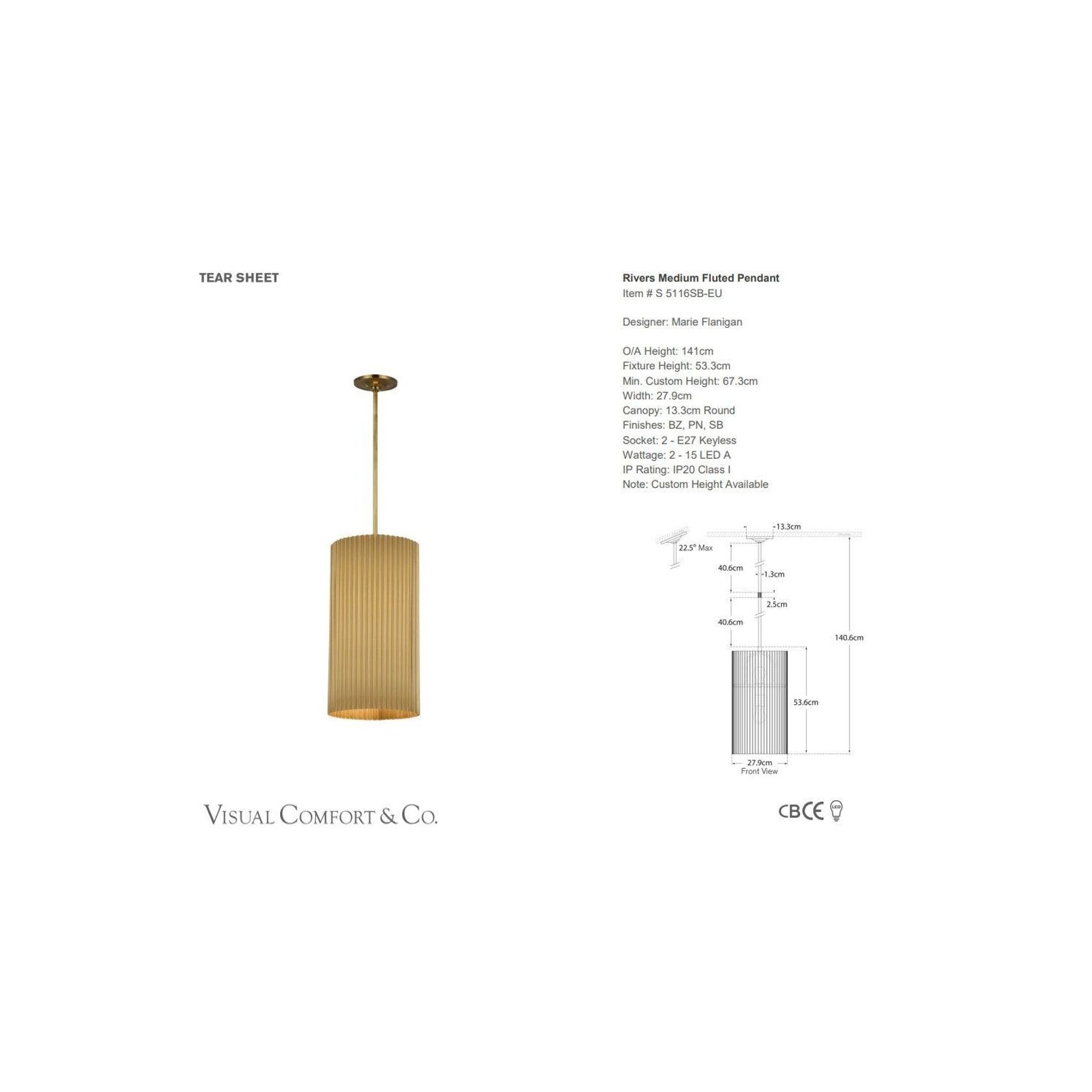 Kate Spade Marie Flanigan Rivers Medium Fluted Pendant gallery detail image