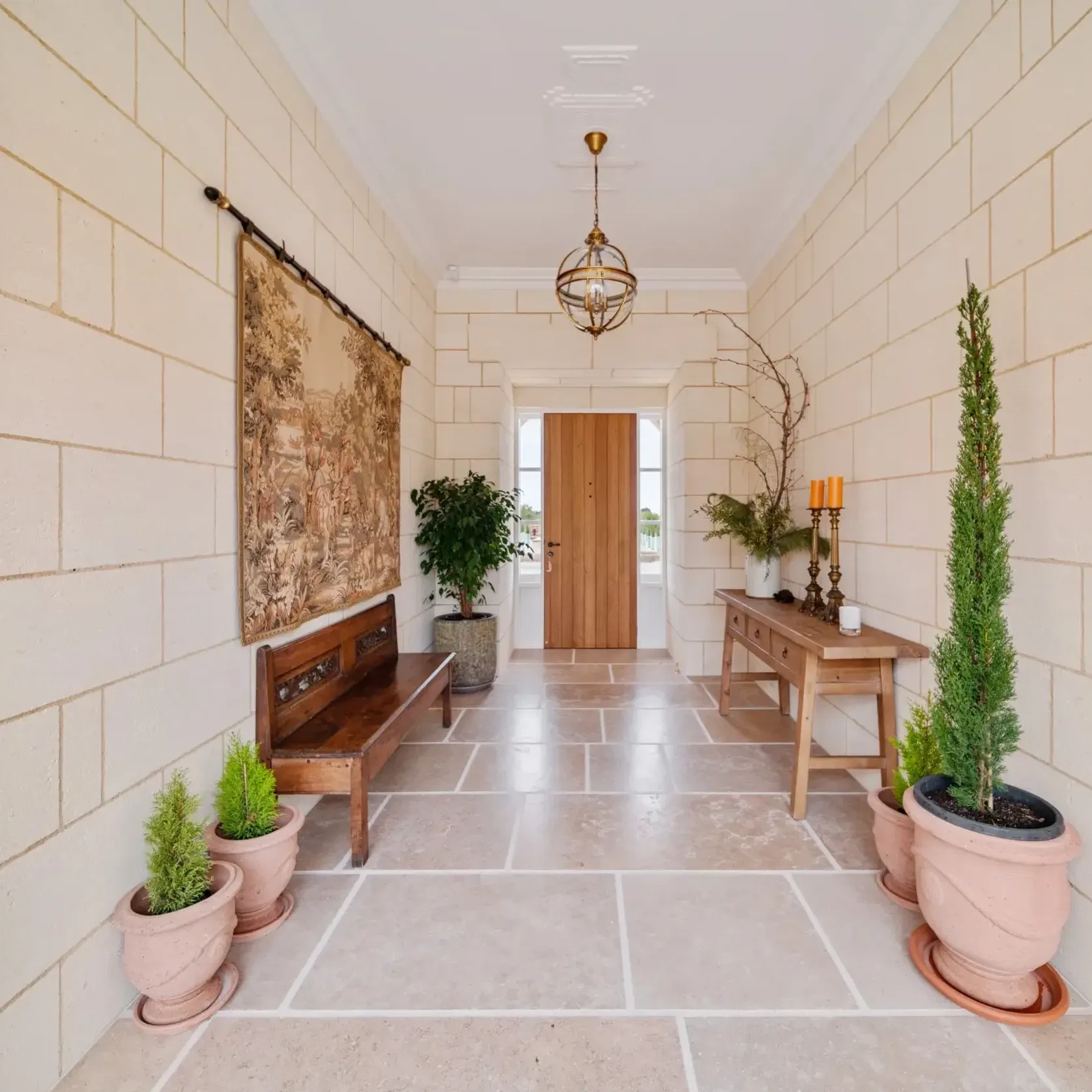 Sinai Pearl Brushed Limestone Tiles gallery detail image