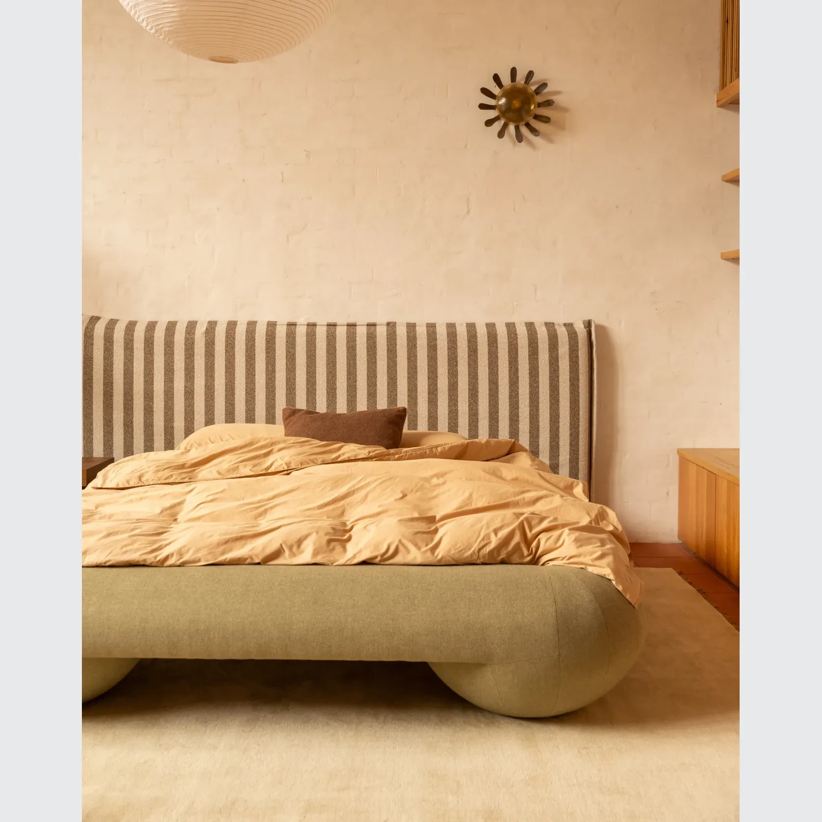 Sidney Slipcover Bed Head 270cm - Marnie Coconut Stripe gallery detail image