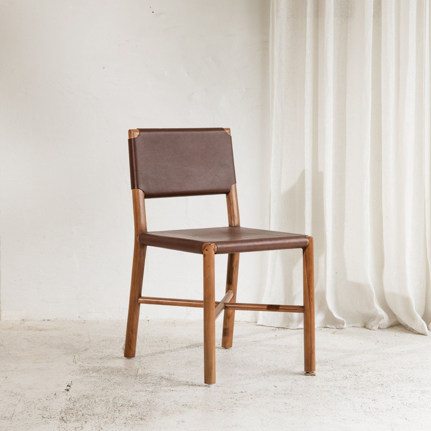 Soren Leather Dining Chair - Chocolate gallery detail image