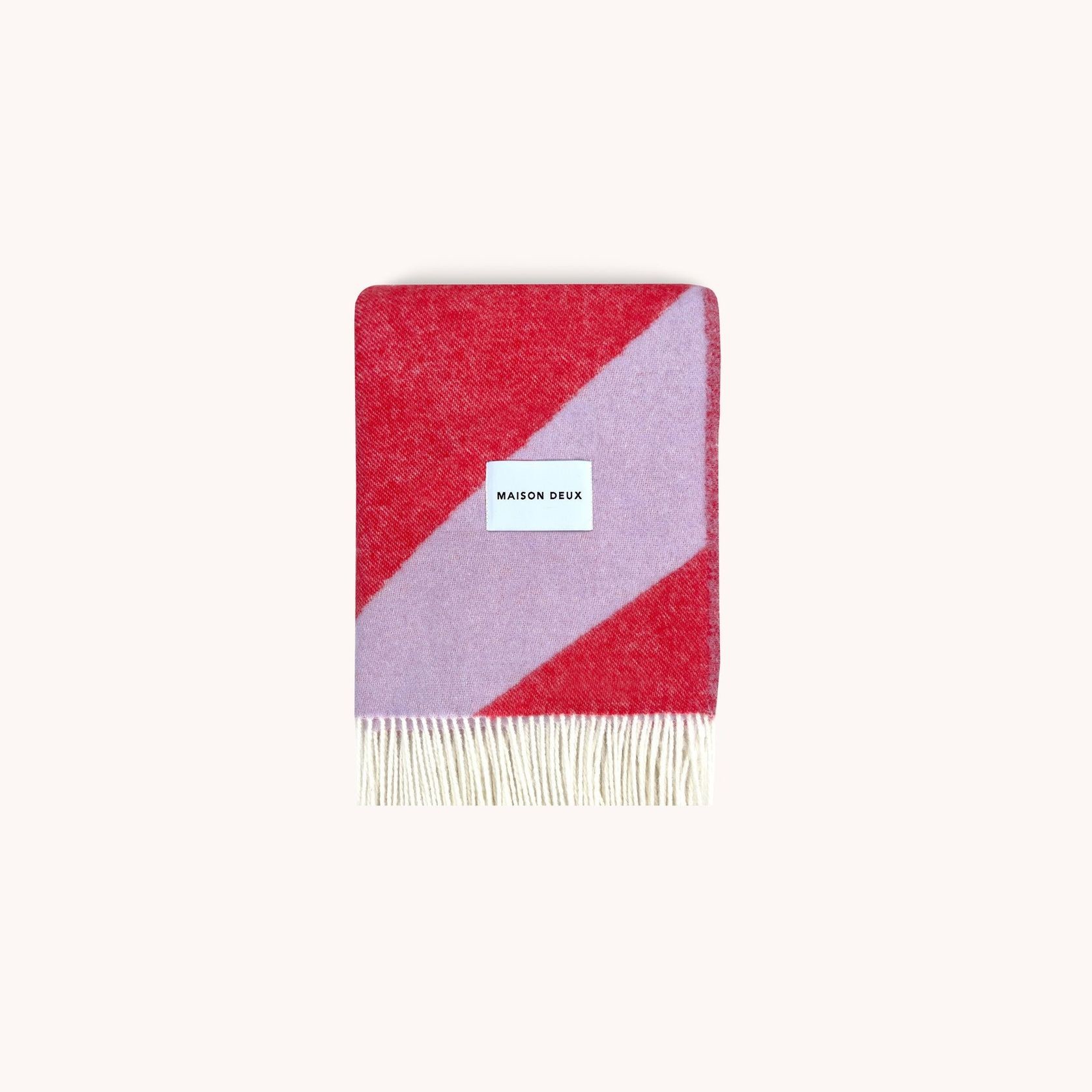 Maison Deux Swirl Lilac Scarlet | Large Reversible Wool Throw gallery detail image