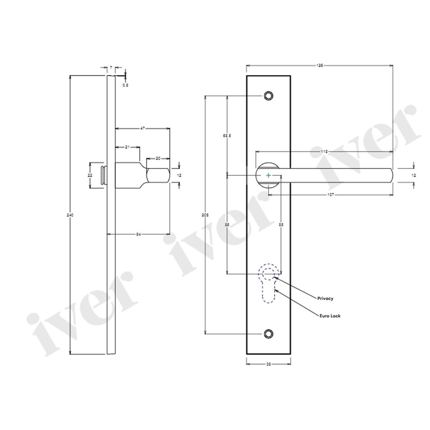 Iver Baltimore Lever on Rectangular Backplate Euro 85mm Signature Brass 10702E85 - Customise to your need gallery detail image