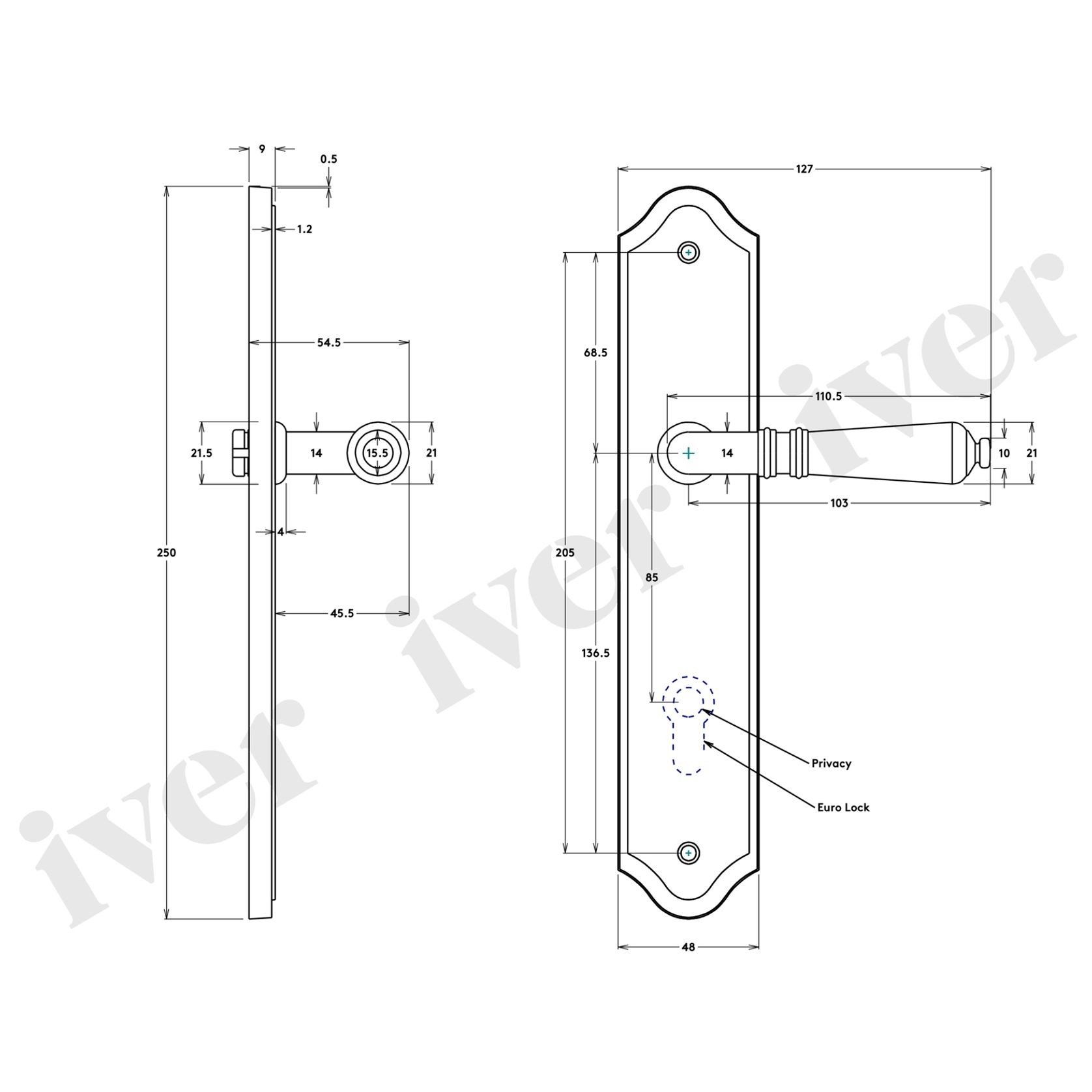 Iver Sarlat Door Lever Handle Matt Black12712P85 gallery detail image