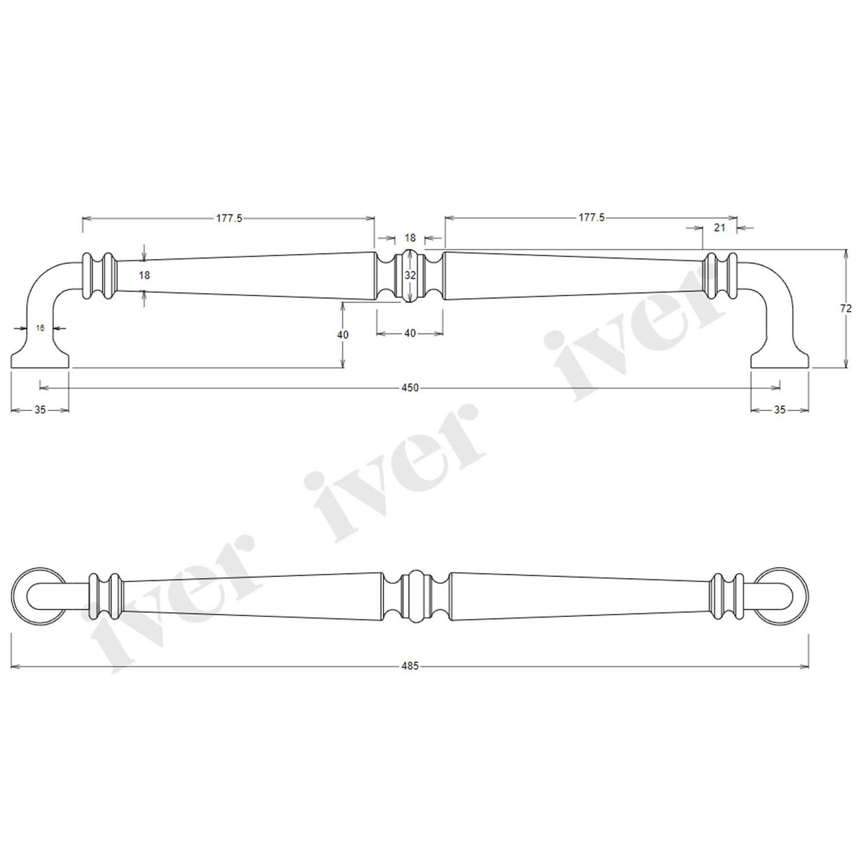 Iver Sarlat Door Pull Handle Chrome Plated 487mm x 72mm 9384 gallery detail image