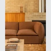 Muro 4 Seater Chaise Sofa - Fossil Chocolate gallery detail image