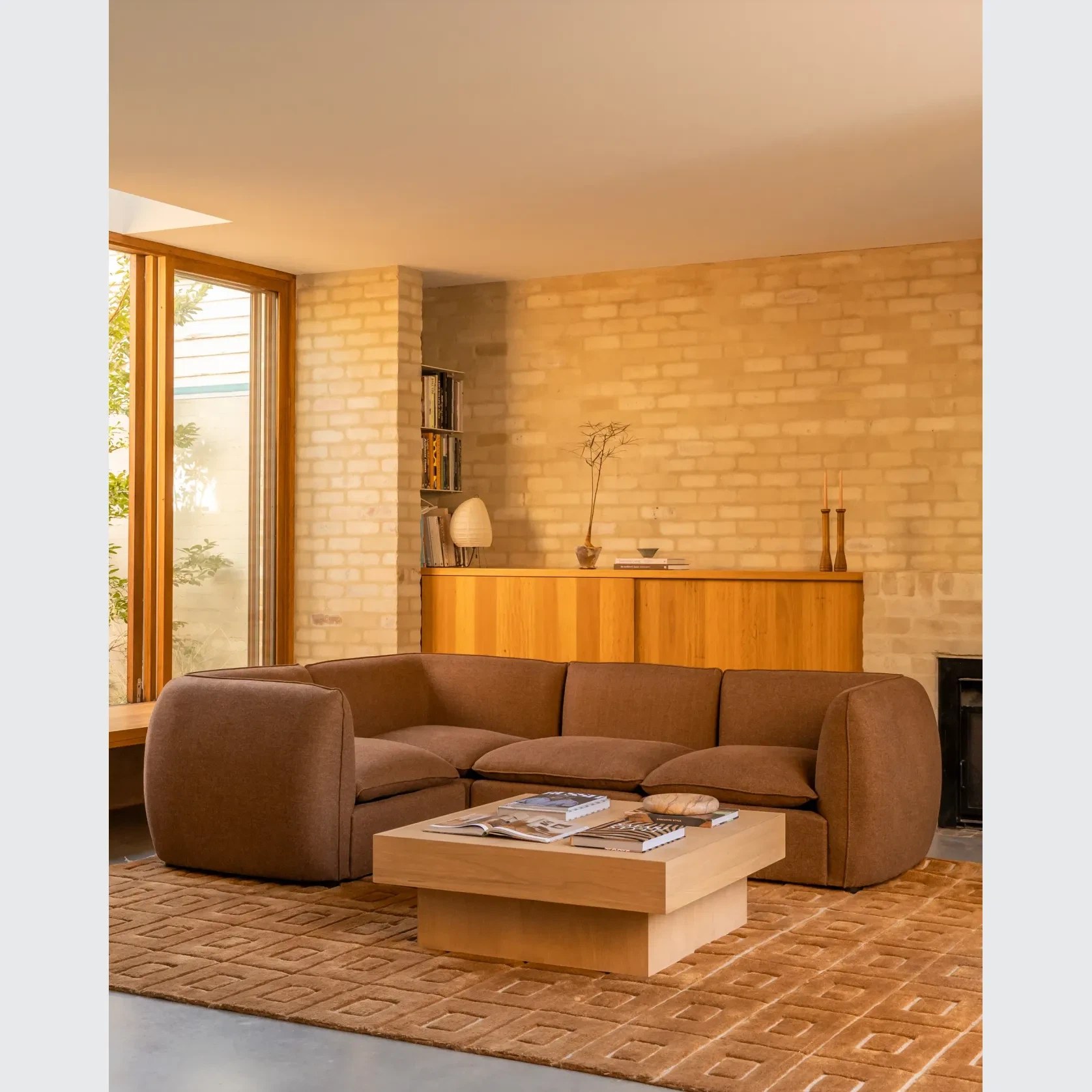Muro Closed Chaise Sofa - Fossil Chocolate gallery detail image
