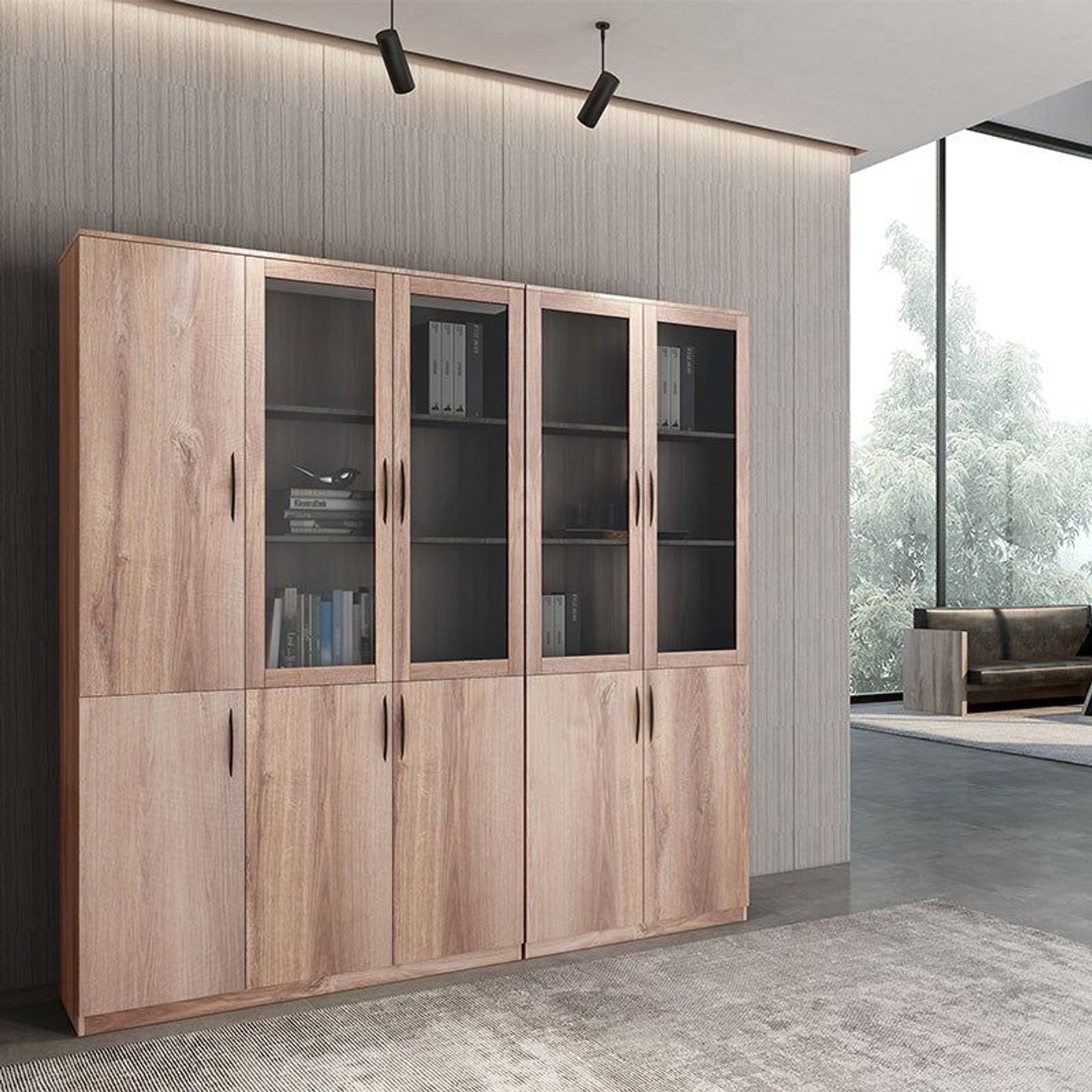 SUTTON 3 Door Display Unit 120cm - Warm Oak gallery detail image