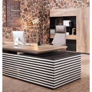PHOENIX Executive Desk with Right Return 2.8M - Warm Oak & Black gallery detail image