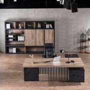 DAXTON Executive Desk with Right Return 2.4M - Warm Oak & Black gallery detail image