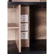 EASTON Executive Desk with Right Return 2.2-2.4m - Warm Oak & Black gallery detail image