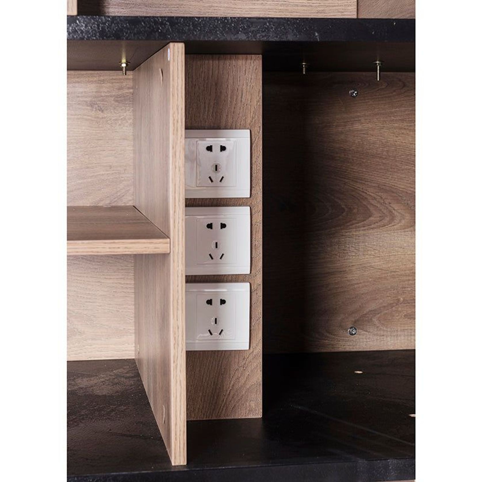 PHOENIX Executive Desk with Right Return 2.8M - Warm Oak & Black gallery detail image