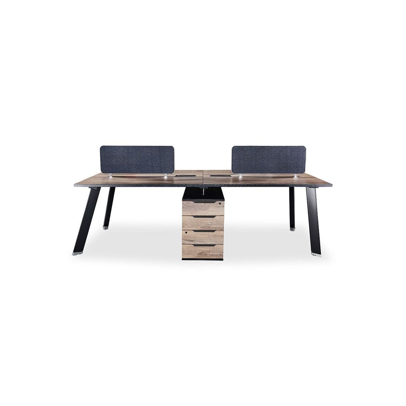 ARTO 4 People Back to Back Workstation 2 Cabinets  2.4M - Warm Oak & Black gallery detail image