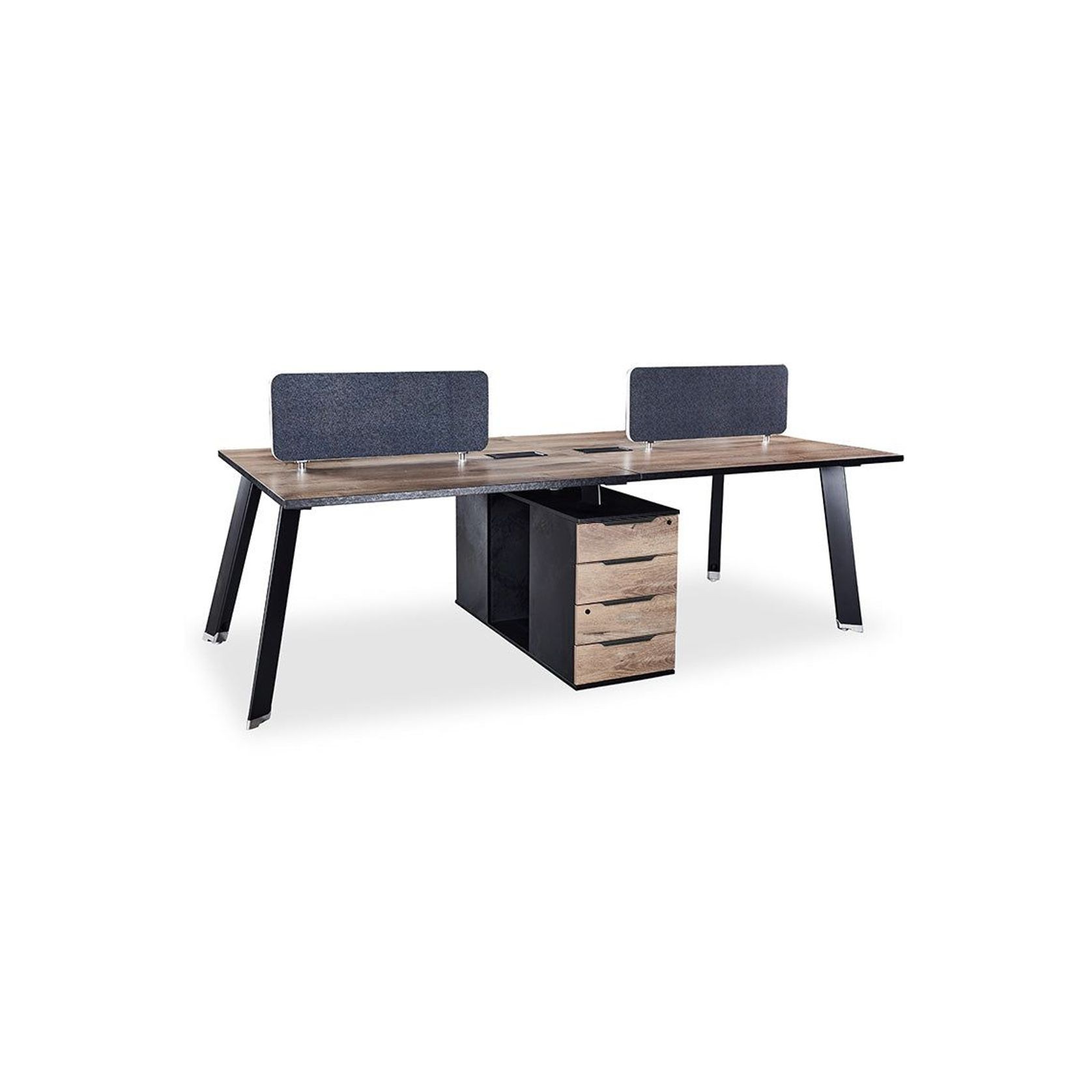 ARTO 4 People Back to Back Workstation 2 Cabinets  2.4M - Warm Oak & Black gallery detail image