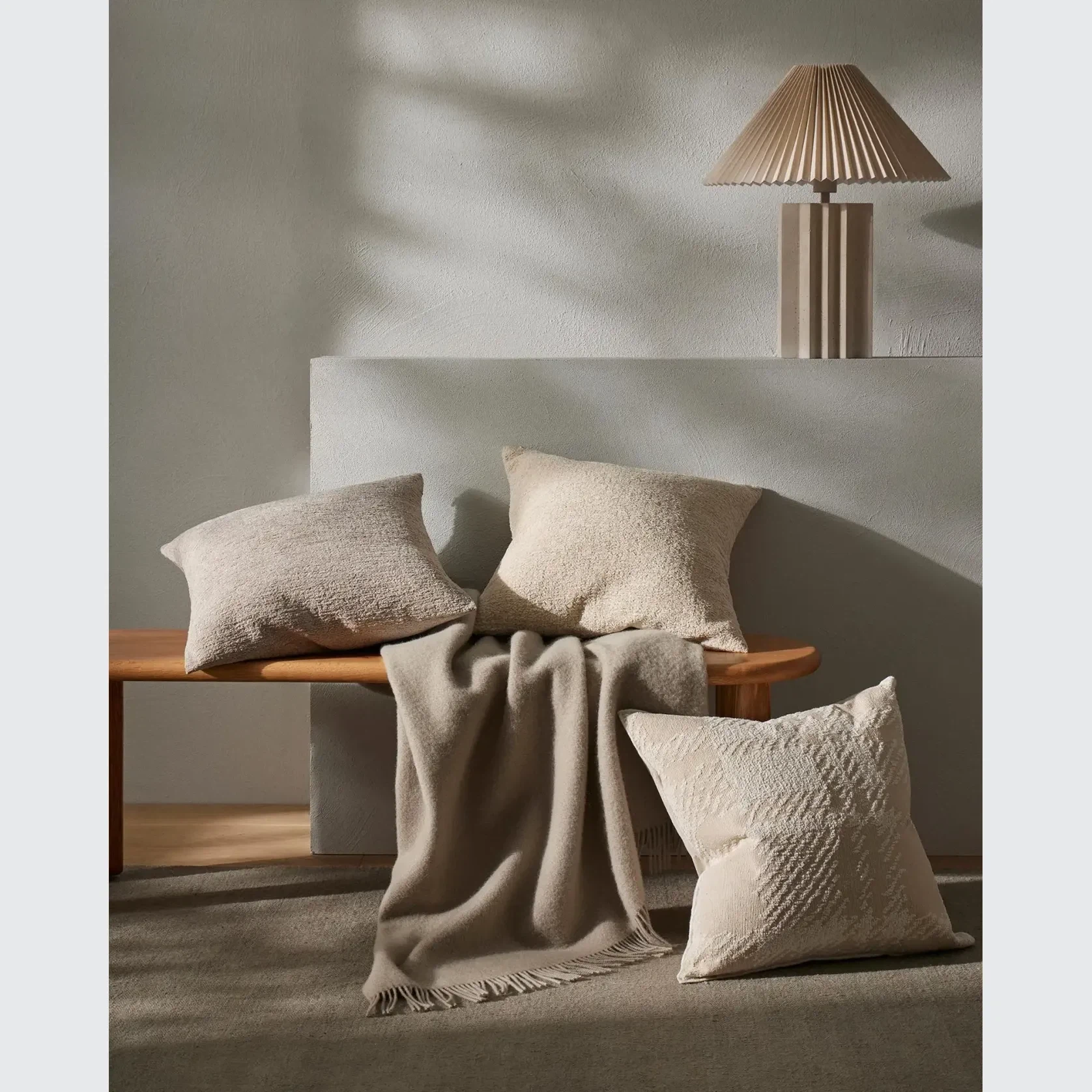 Weave Home Nevis Throw Blanket - Limestone | NZ Lambswool gallery detail image