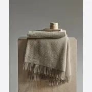 Weave Home Nevis Throw Blanket - Limestone | NZ Lambswool gallery detail image