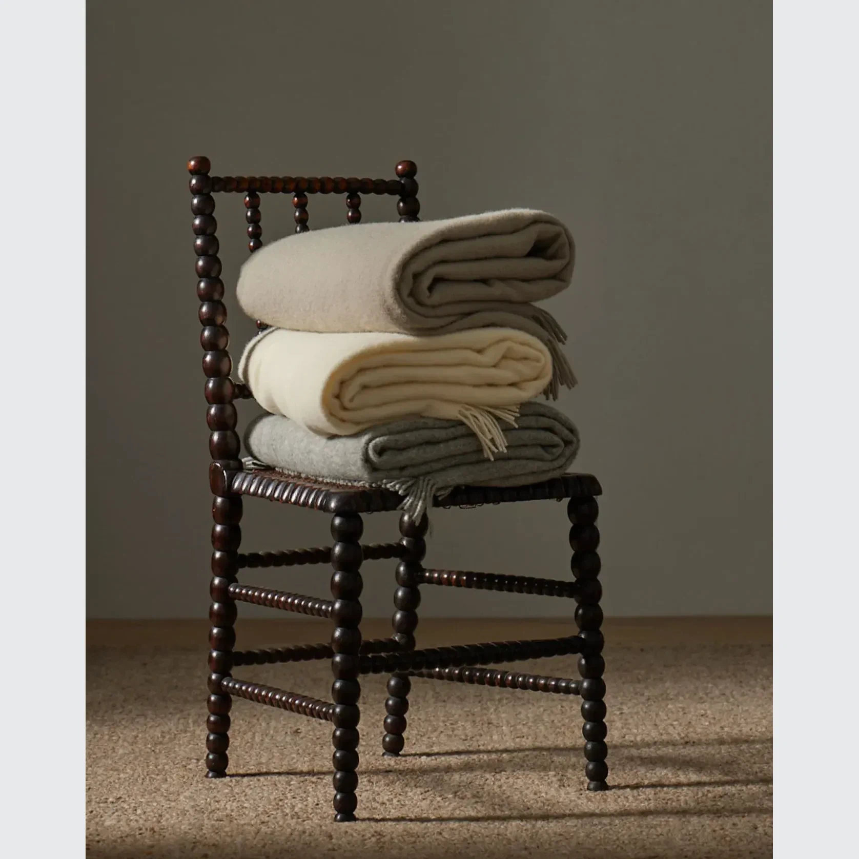 Weave Home Nevis Throw Blanket - Limestone | NZ Lambswool gallery detail image