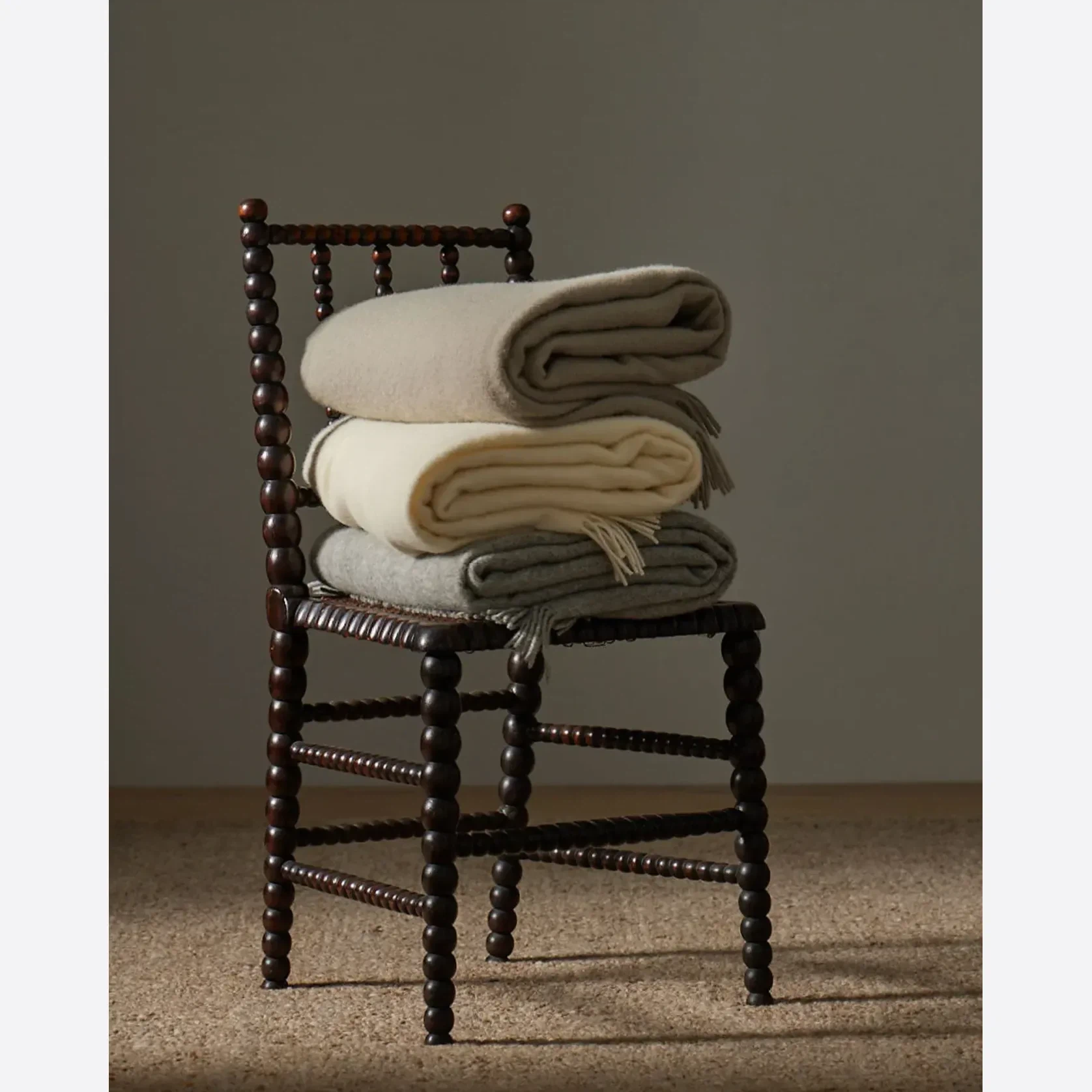 Weave Home Nevis Throw Blanket - Limestone | NZ Lambswool gallery detail image