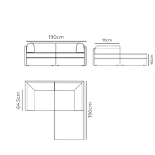 Addy 3 Seater Chaise Sofa - Copenhagen Espresso gallery detail image