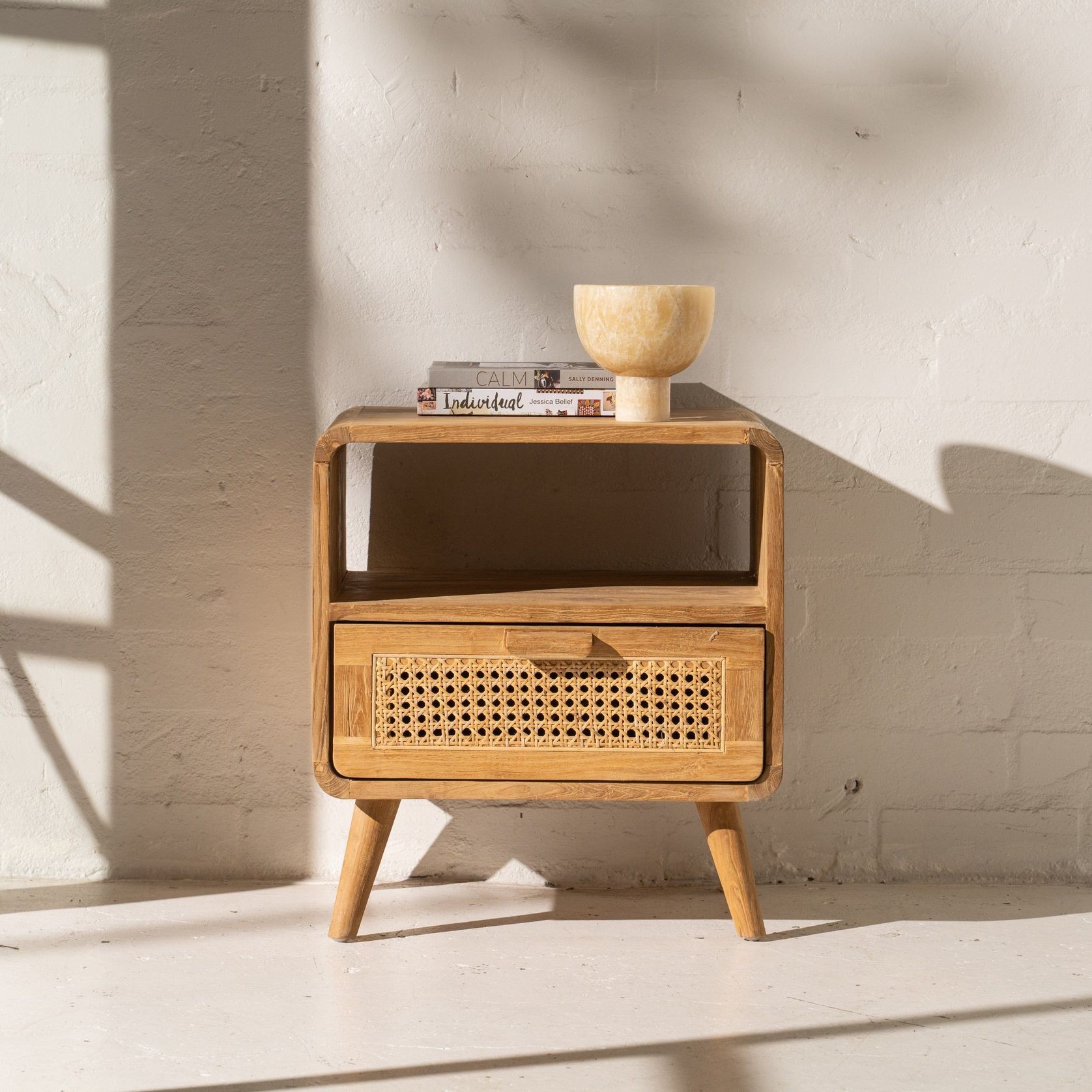 Aolani Teak and Rattan Bedside Table gallery detail image