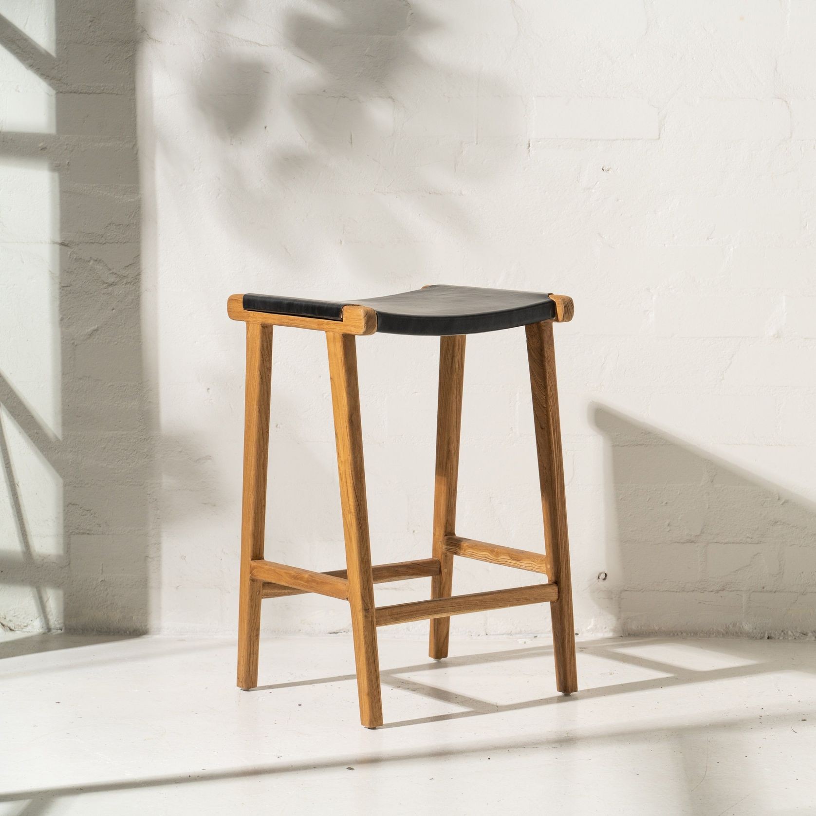 Avel Black Leather Barstool gallery detail image