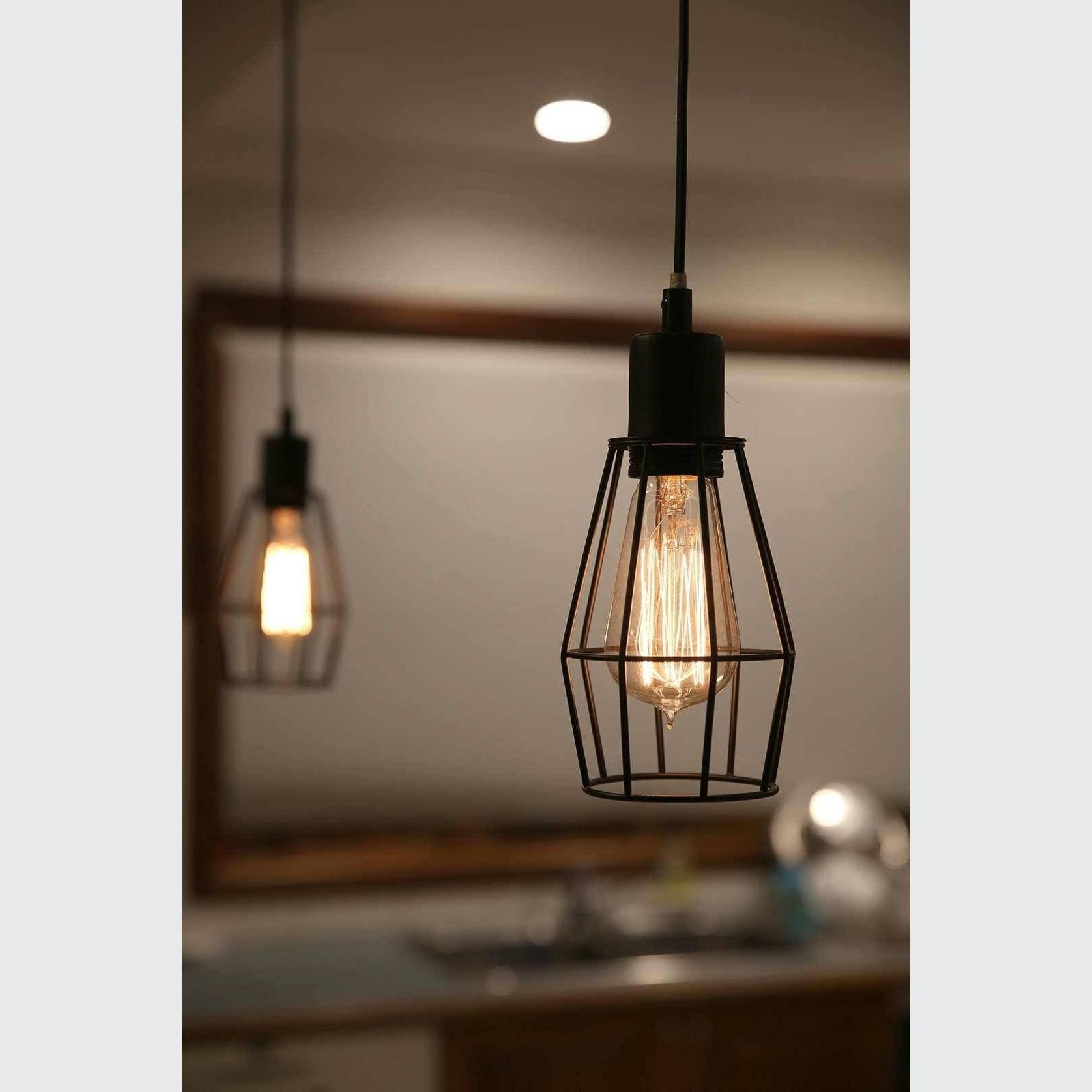 Industrial Cage Light - Black gallery detail image
