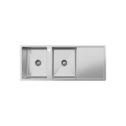 Theo 1200x500 Double Bowl with Drain Board Sink With Taphole Right Hand Drainboard gallery detail image