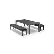 Cove Table 220cm and 2 Bench Seats with Cushions - Charcoal gallery detail image