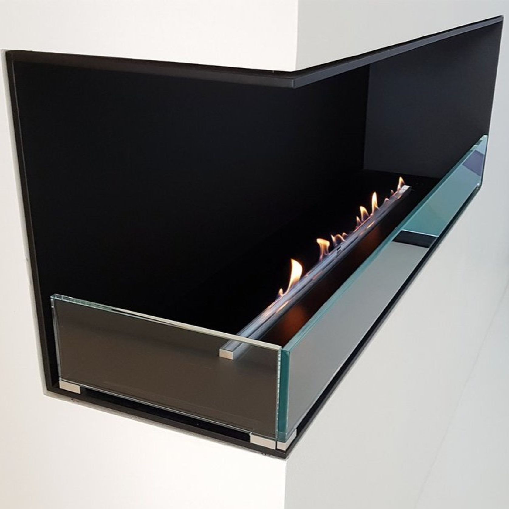 Decoflame Montreal Left Corner BEV Net Zero Fireplace gallery detail image