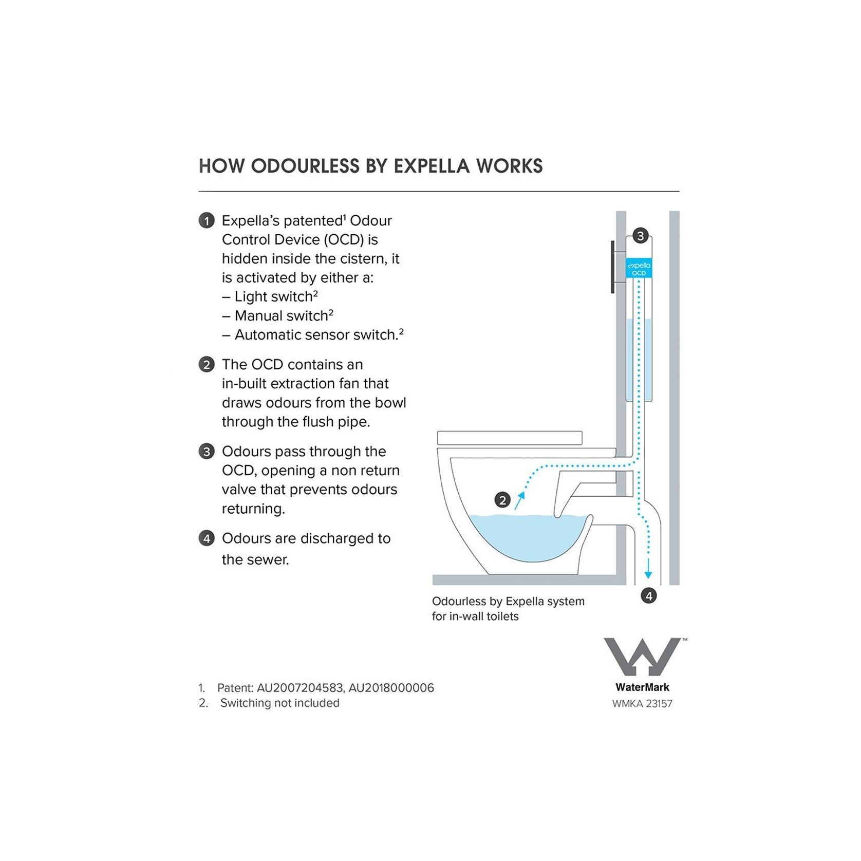 Odourless by Expella with Caroma Invisi II In-wall Cistern for Floor Mount Pans gallery detail image
